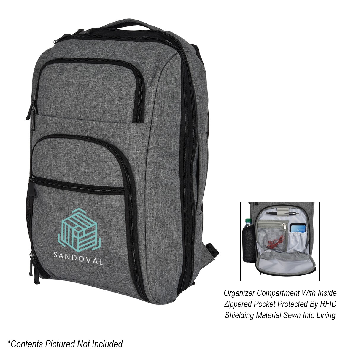 Picture of Heathered Rfid Laptop Backpack & Briefcase