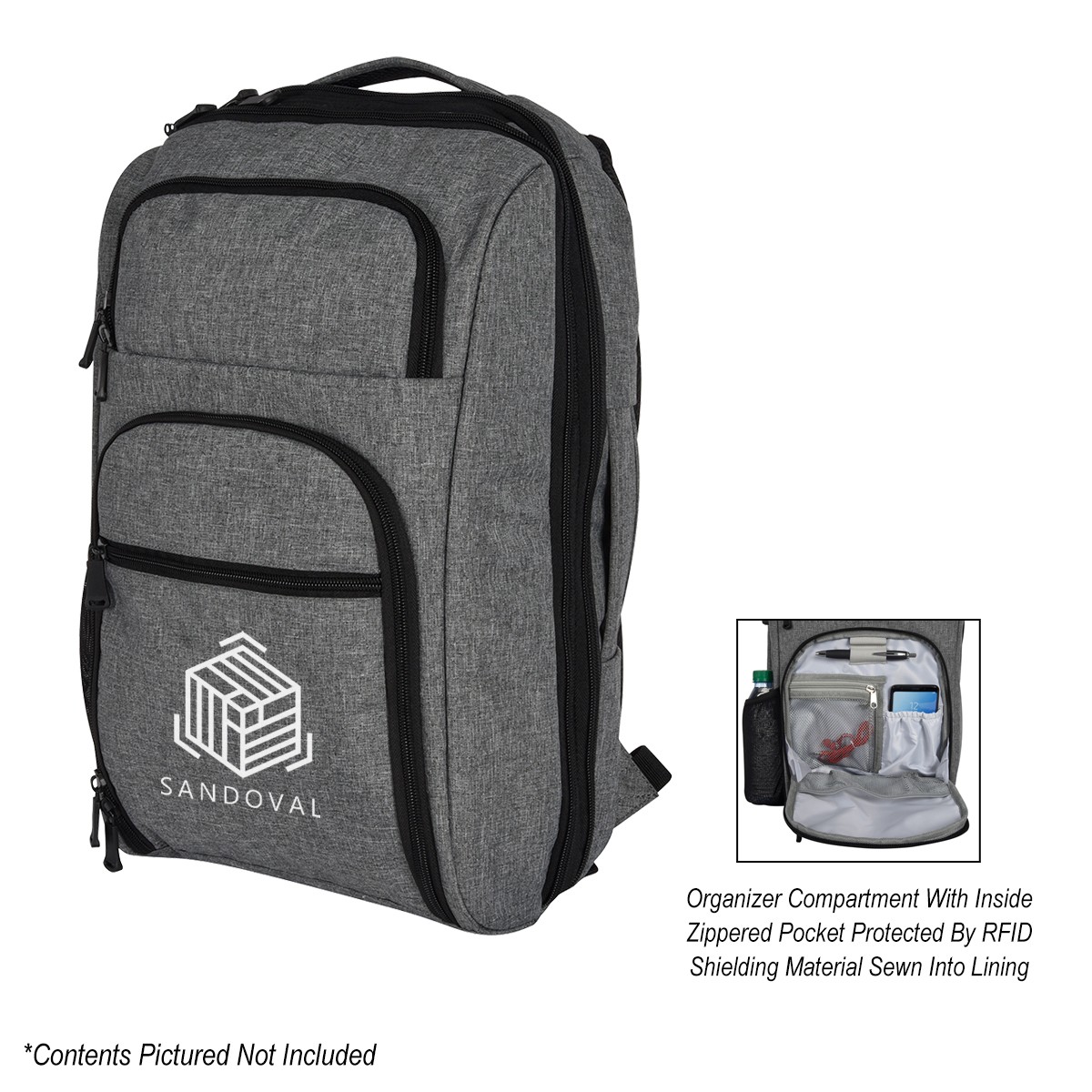 Picture of Heathered Rfid Laptop Backpack & Briefcase