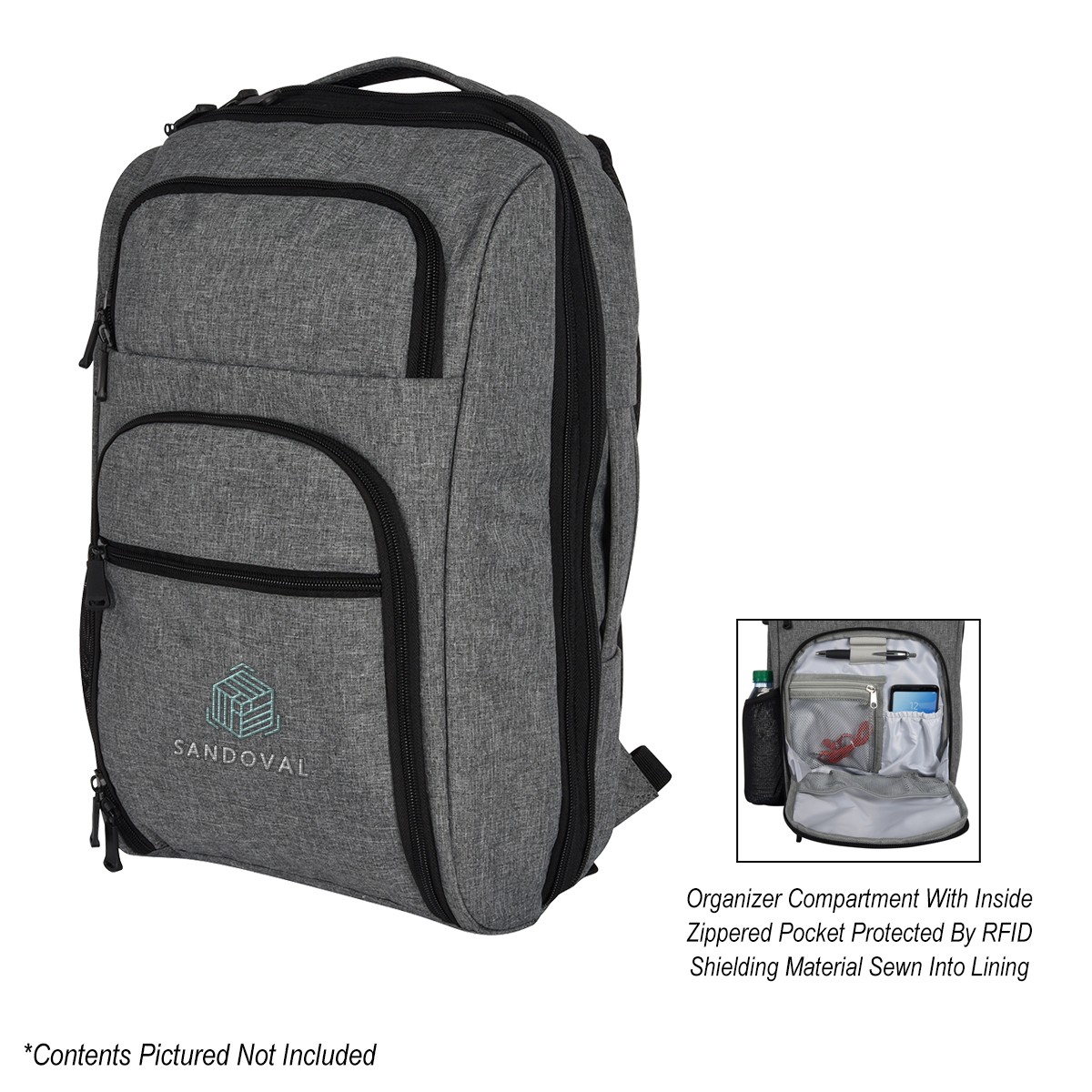 Picture of Heathered Rfid Laptop Backpack & Briefcase