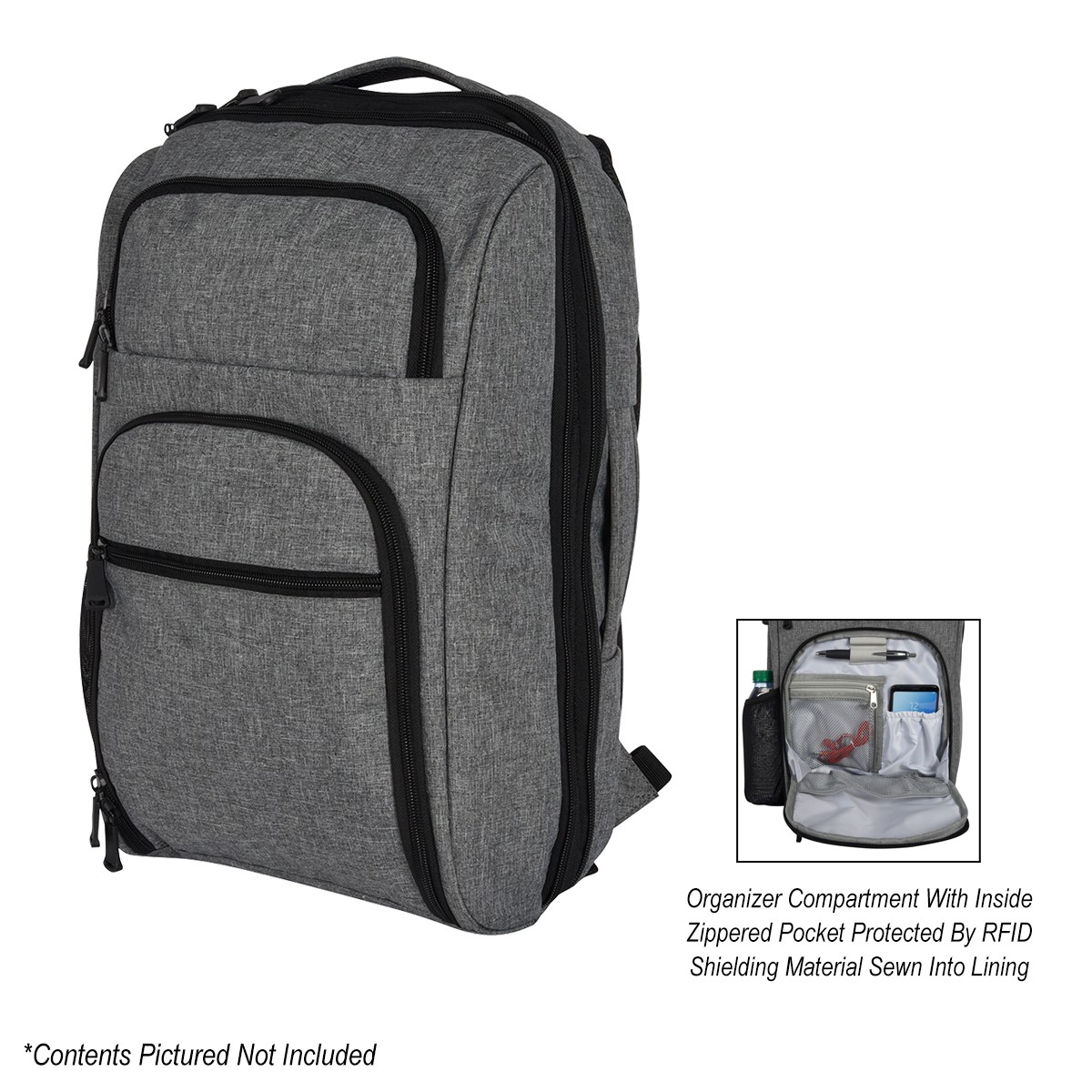 Picture of Heathered Rfid Laptop Backpack & Briefcase