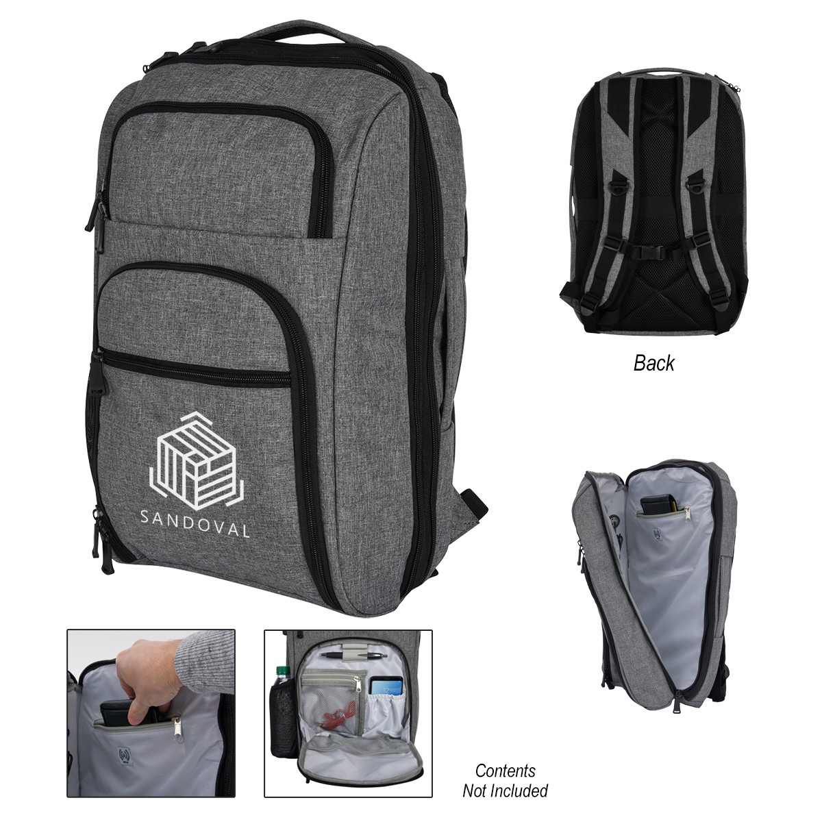 Picture of Heathered Rfid Laptop Backpack & Briefcase