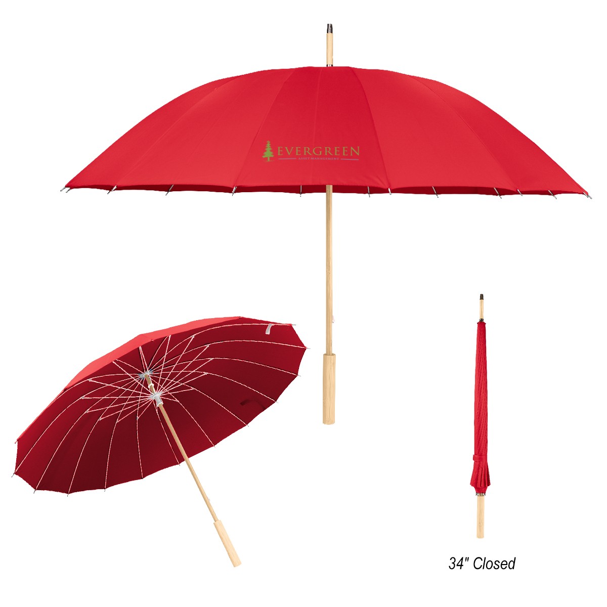 Picture of 46" Arc Umbrella With 100% Rpet Canopy & Bamboo Handle
