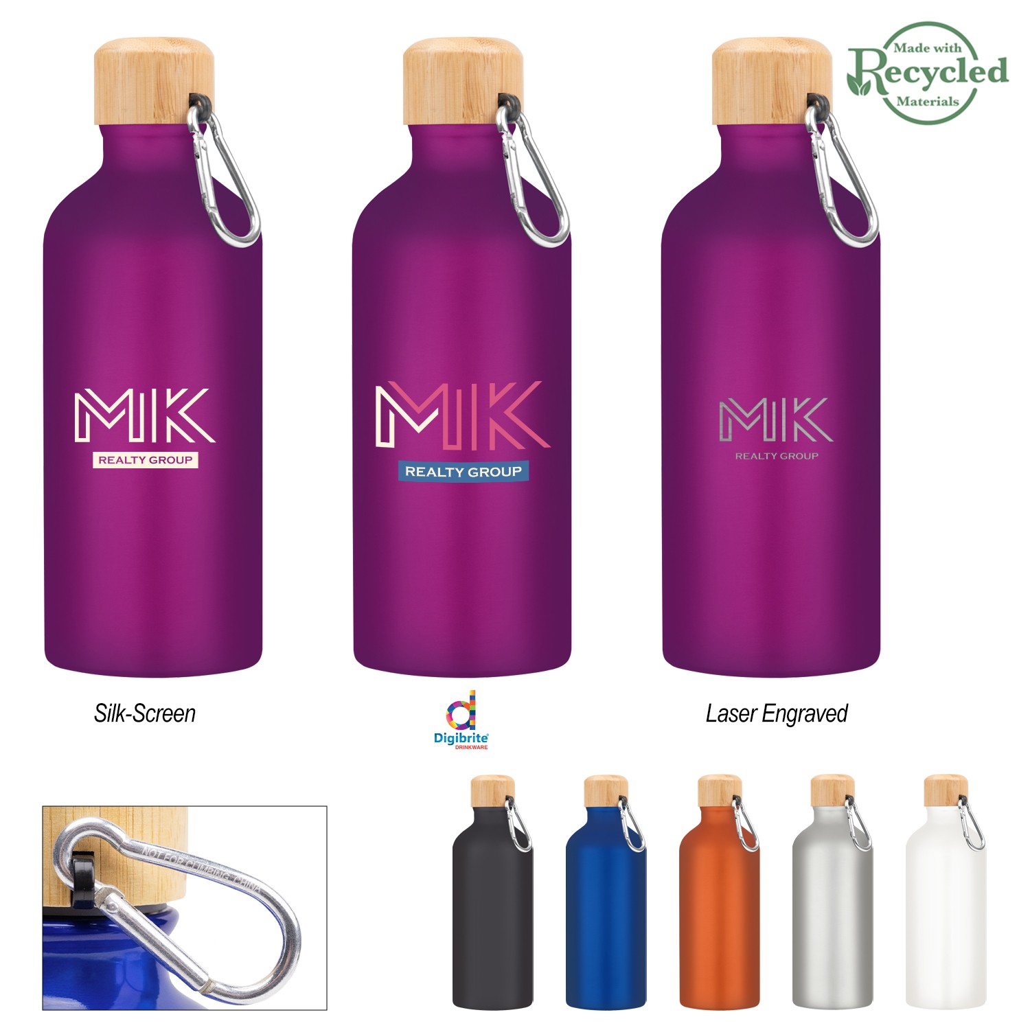 Picture of 20 Oz. Aluminum Tundra Bike Bottle With Bamboo Lid