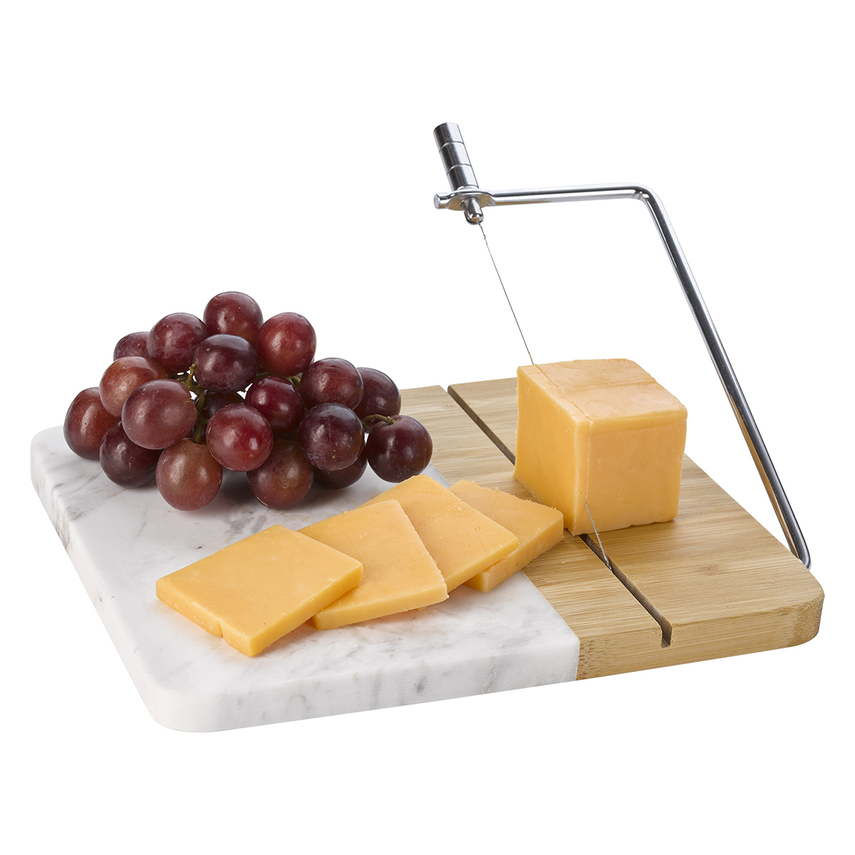 Picture of Marble And Bamboo Cheese Cutting Board With Slicer