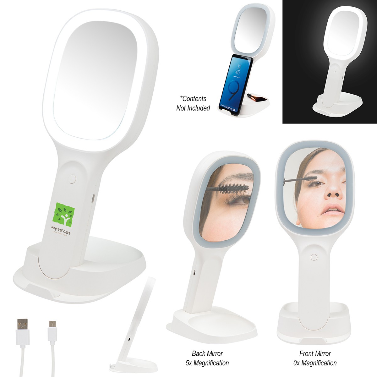 Picture of Light Up Double Sided Mirror With Wireless Charger