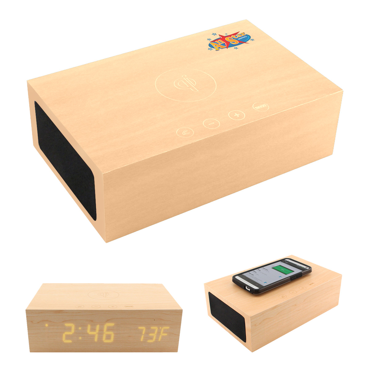 Picture of Bluesequoia Alarm Clock With Qi Charging Station And Wireless Speaker