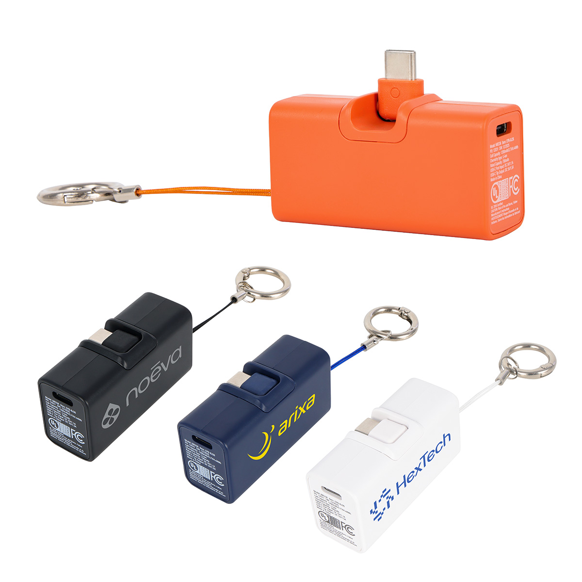 Picture of Bijou 1200mAh UL Listed Power Bank with USB-C Tip & Keyring