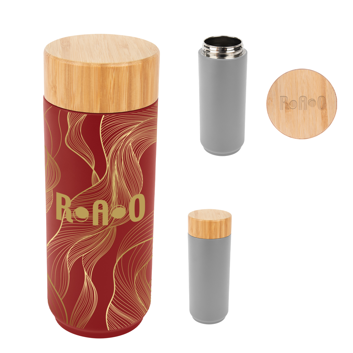 Picture of 16 Oz. Full Color Stainless Steel Lexington Bottle With Bamboo Lid