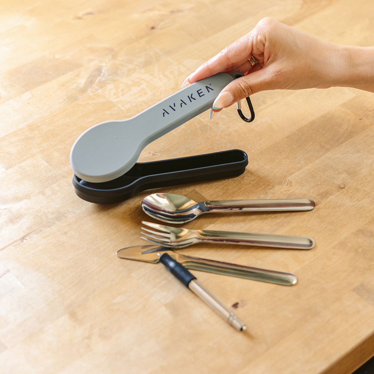 Picture of Travel Utensil Set With Silicone Holder