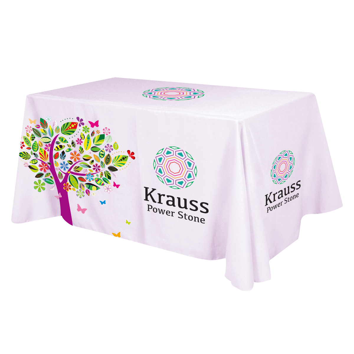 Picture of Flat All Over Dye Sub Table Cover - 3-sided, Fits 6' Table