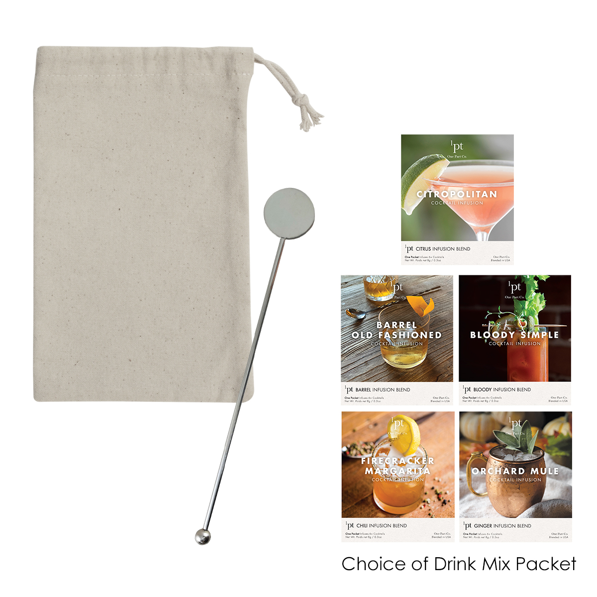 Picture of Stainless Steel Cocktail Stirrers With Cocktail Infusion Drink Packet