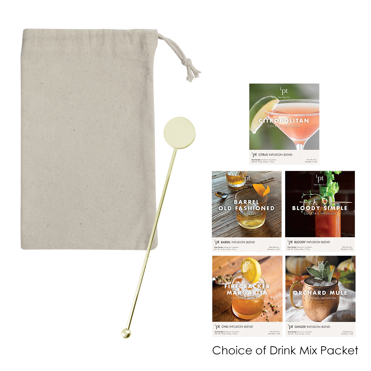 Picture of Stainless Steel Cocktail Stirrers With Cocktail Infusion Drink Packet
