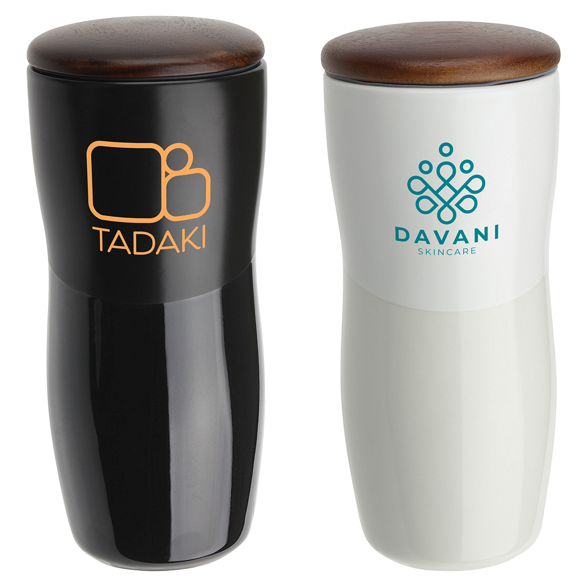 Picture of Adriano 12 oz Double-wall Ceramic Tumbler with Wood Lid