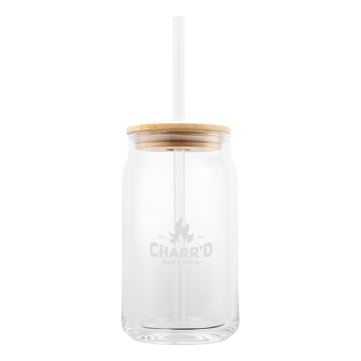 Picture of 17 Oz. Soda Lime Glass Can With Bamboo Lid
