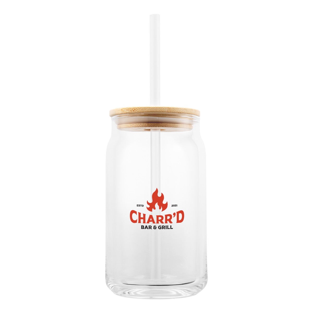 Picture of 17 Oz. Soda Lime Glass Can With Bamboo Lid