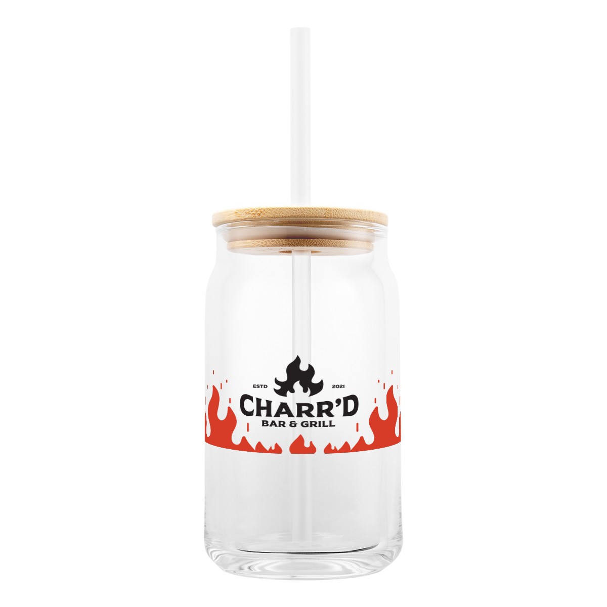 Picture of 17 Oz. Soda Lime Glass Can With Bamboo Lid