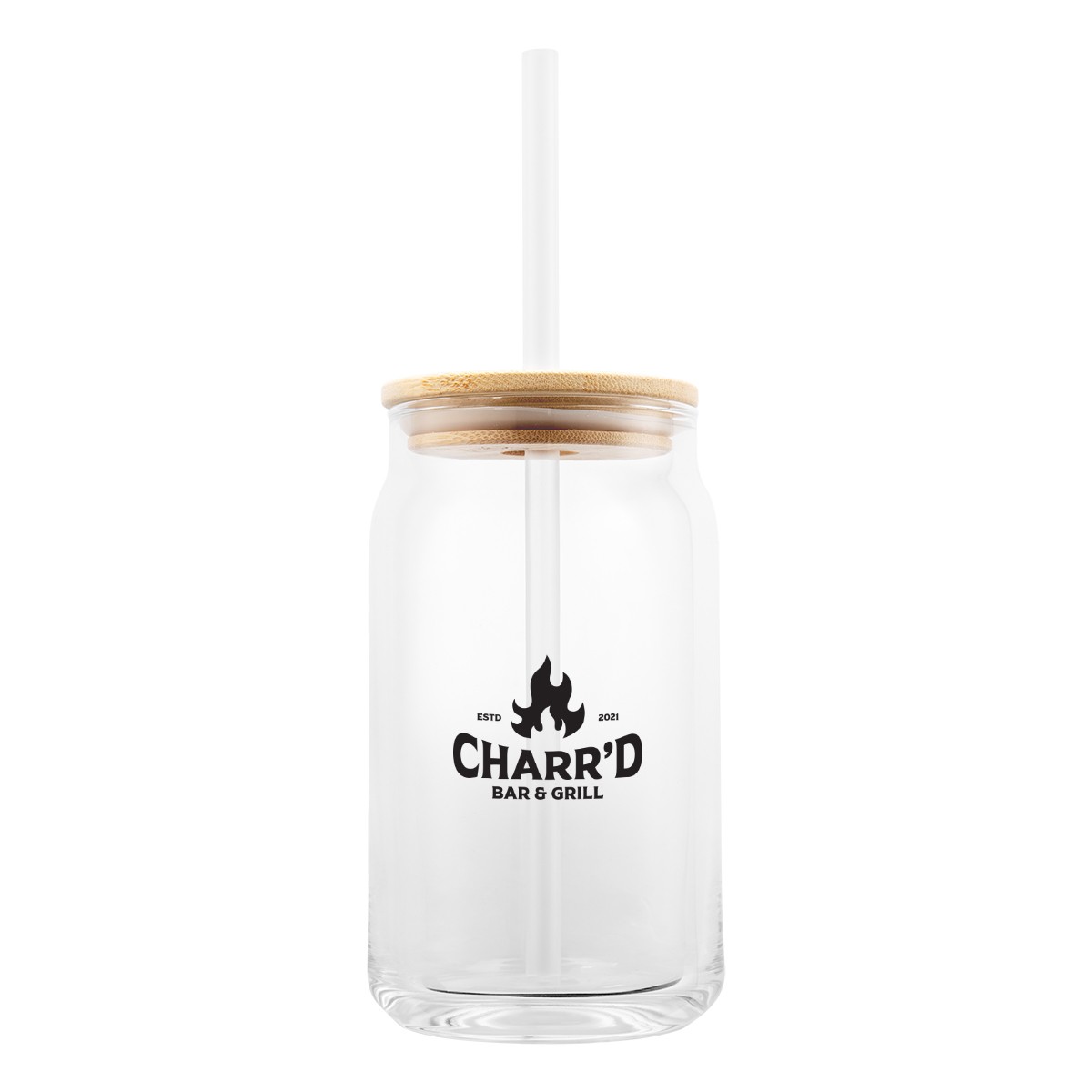 Picture of 17 Oz. Soda Lime Glass Can With Bamboo Lid