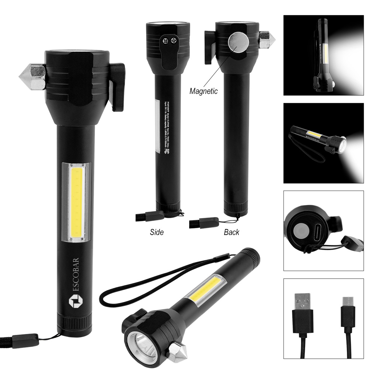 Picture of Safety Tool With Rechargeable Cob Flashlight 2.0