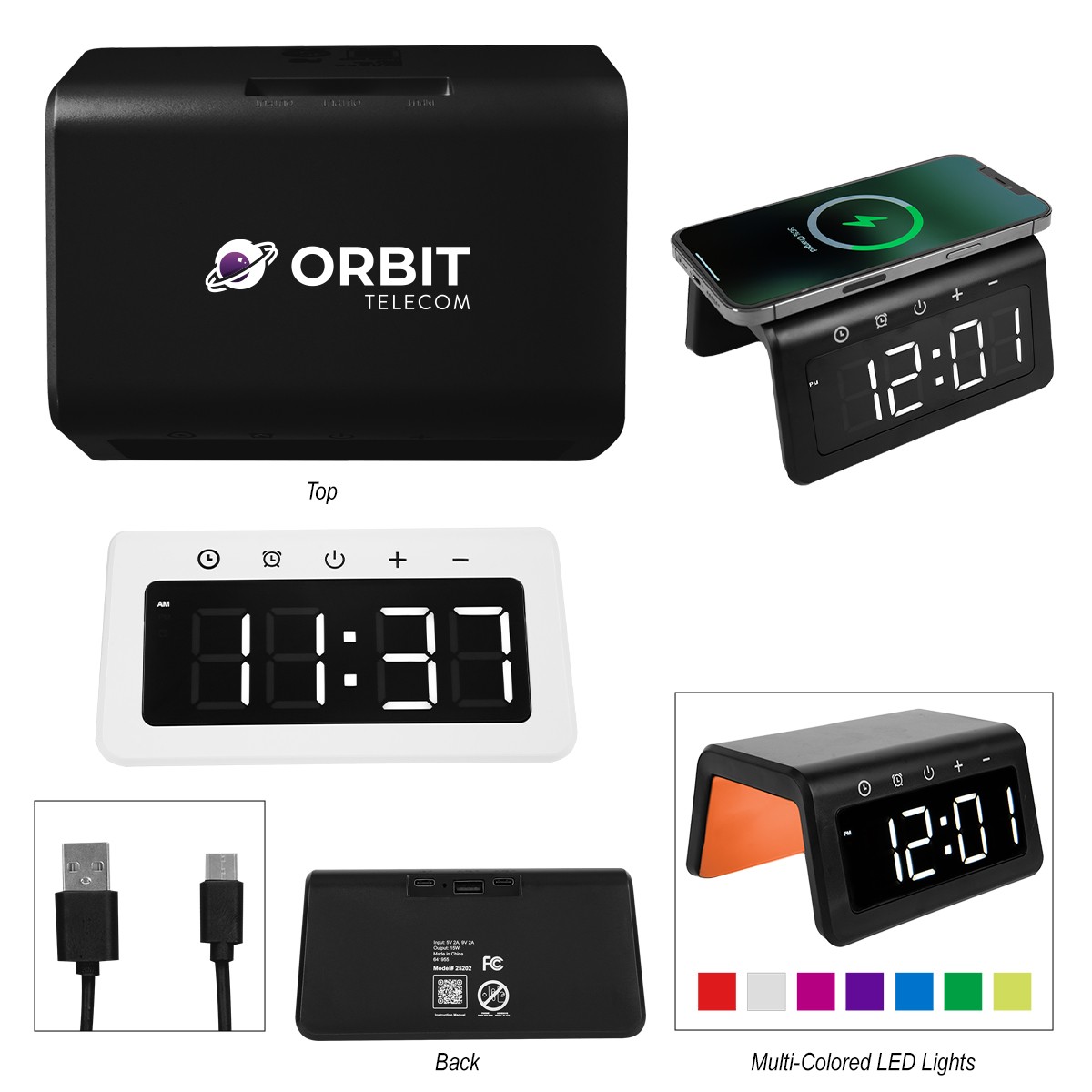 Picture of 15w Light-up Wireless Charger Alarm Clock