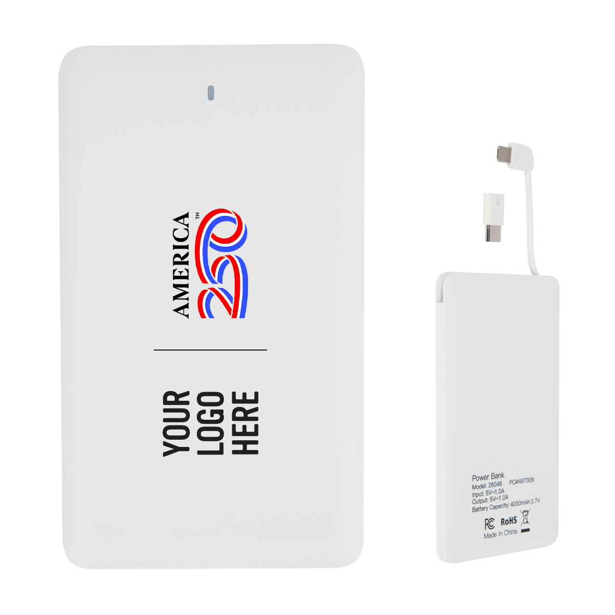 Picture of America250™ Slim 4,000 Mah 3-in-1 Power Bank