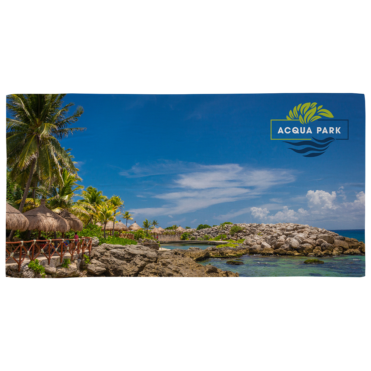 Picture of Seaside Full-Color 30" x 60" Waffle Microfiber Beach Towel
