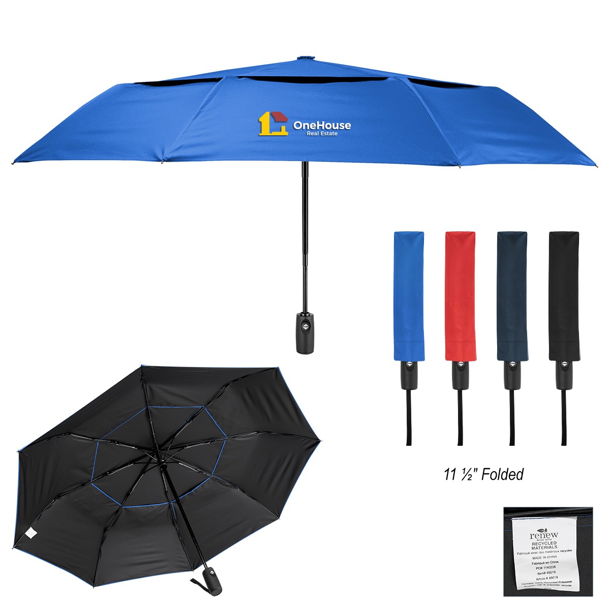 Picture of 42" Telescopic Folding Umbrella With 100% Rpet Canopy
