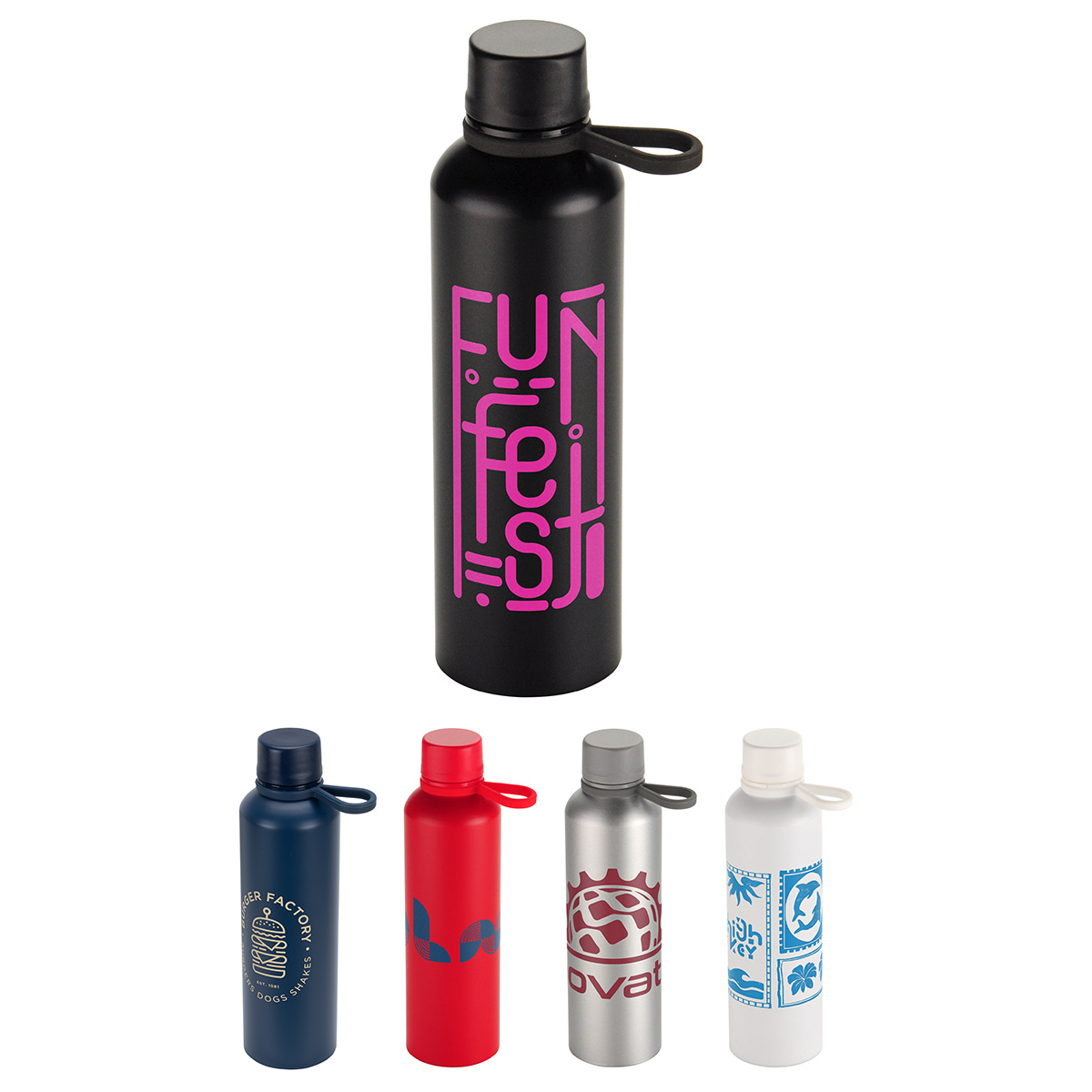 Picture of Avento 25 oz Recycled Aluminum Bottle with Silicone Loop