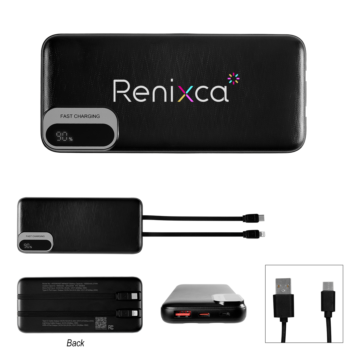 Picture of 10,000 Mah Power Bank With Built-in Cables
