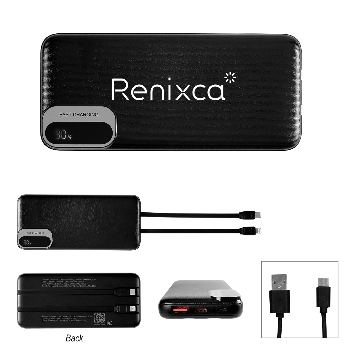 Picture of 10,000 Mah Power Bank With Built-in Cables