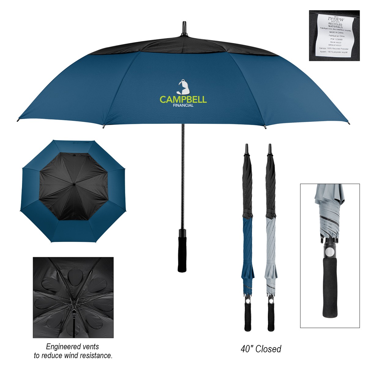 Picture of 60" Arc Vented Umbrella With 100% Rpet Canopy