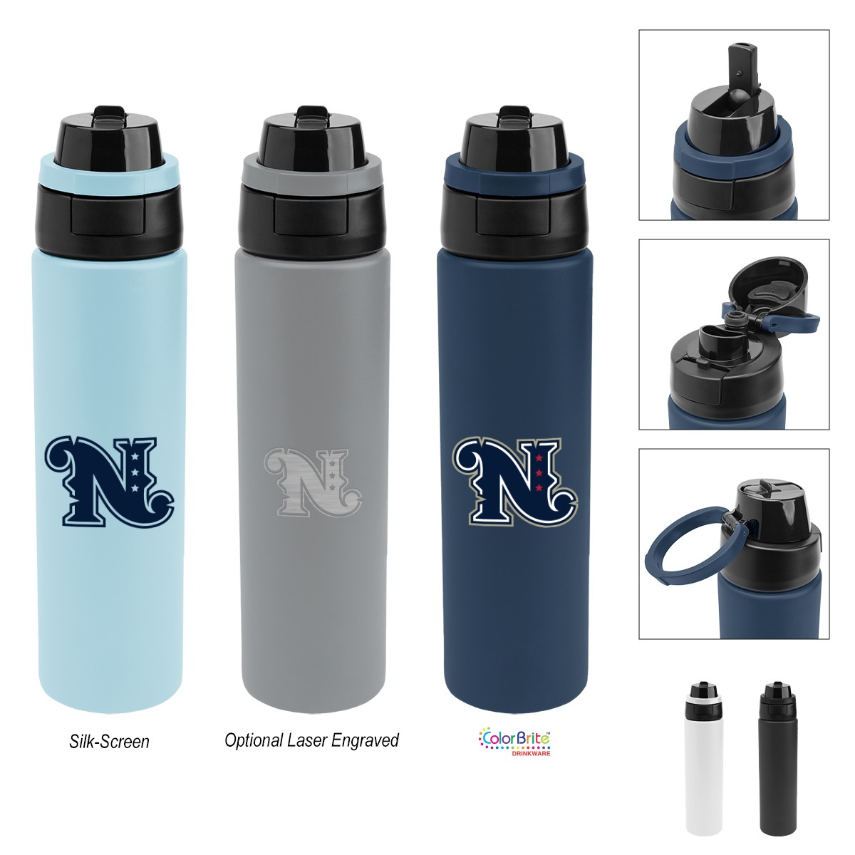 Picture of 32 Oz. Pop Sip & Chug Recycled Single Wall Stainless Steel Bottle