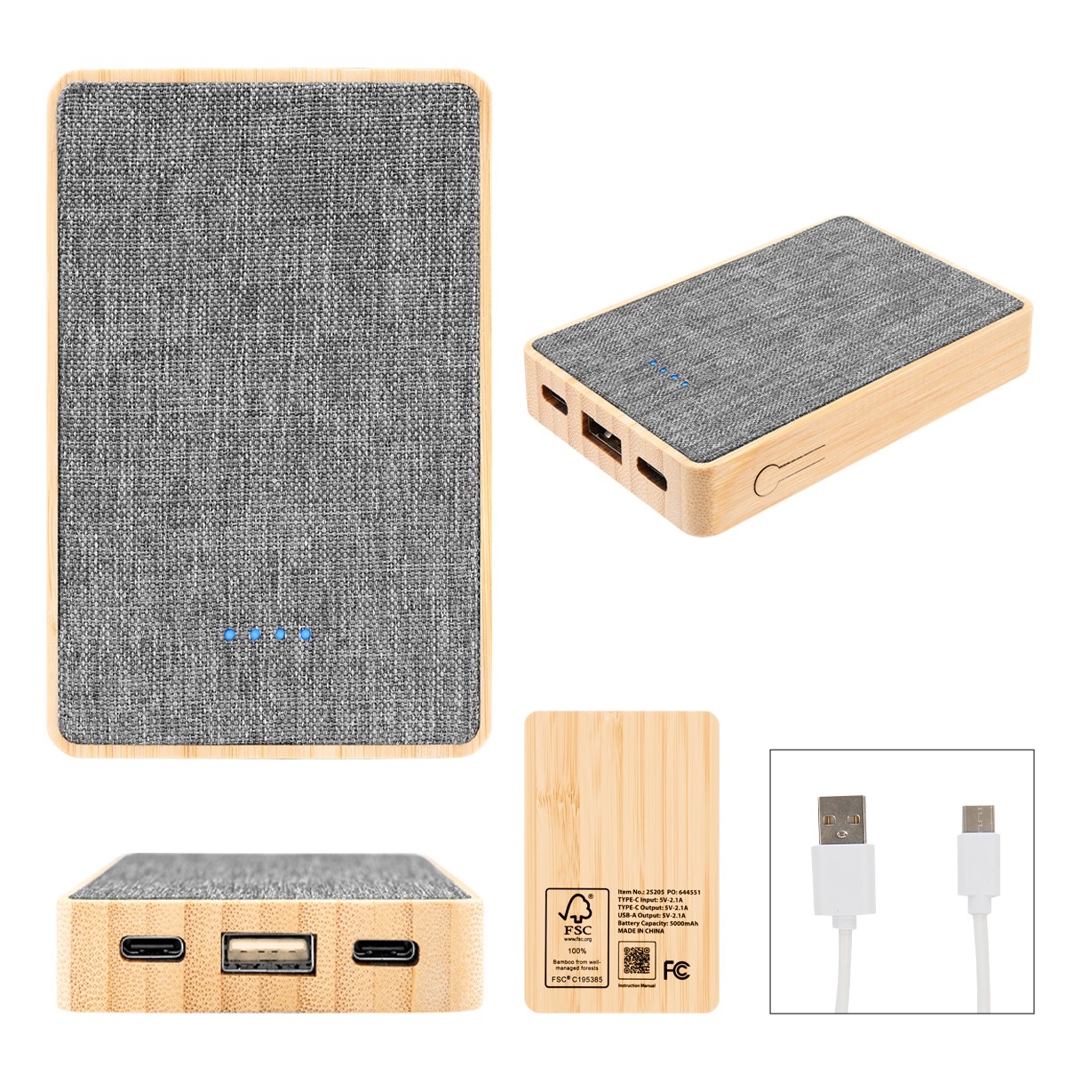Picture of 5000 Mah Bamboo & Recycled Fabric Power Bank