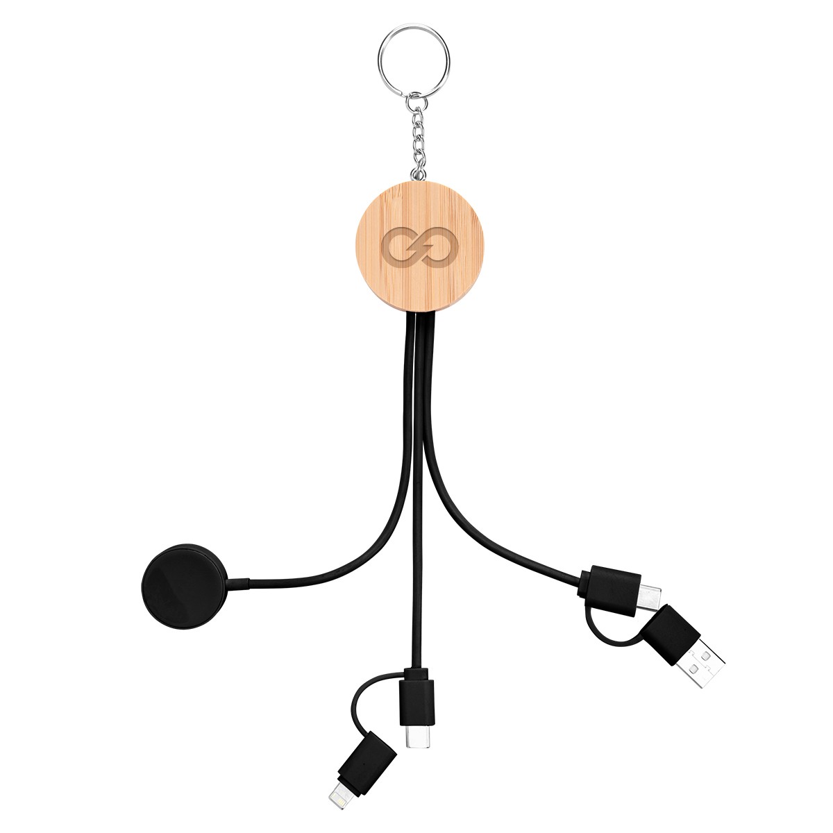 Picture of 10w Bamboo Multi-charging Cables Keyring With Watch Dock