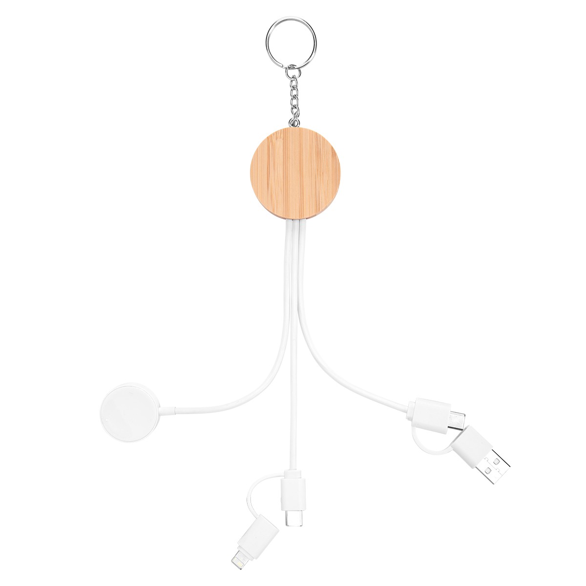 Picture of 10w Bamboo Multi-charging Cables Keyring With Watch Dock