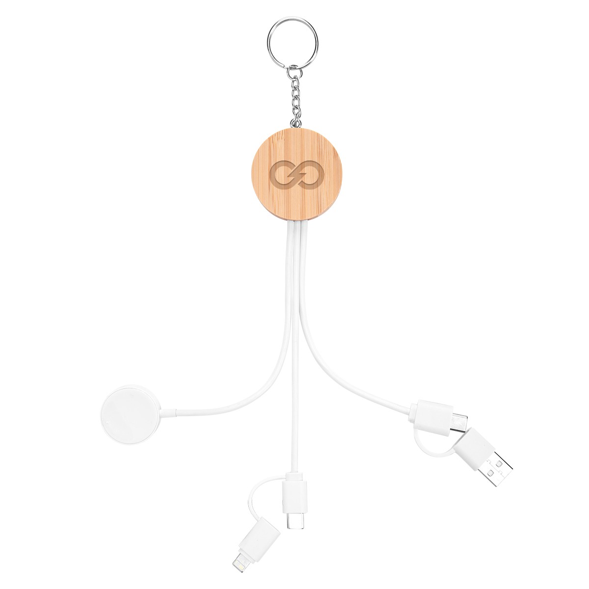 Picture of 10w Bamboo Multi-charging Cables Keyring With Watch Dock