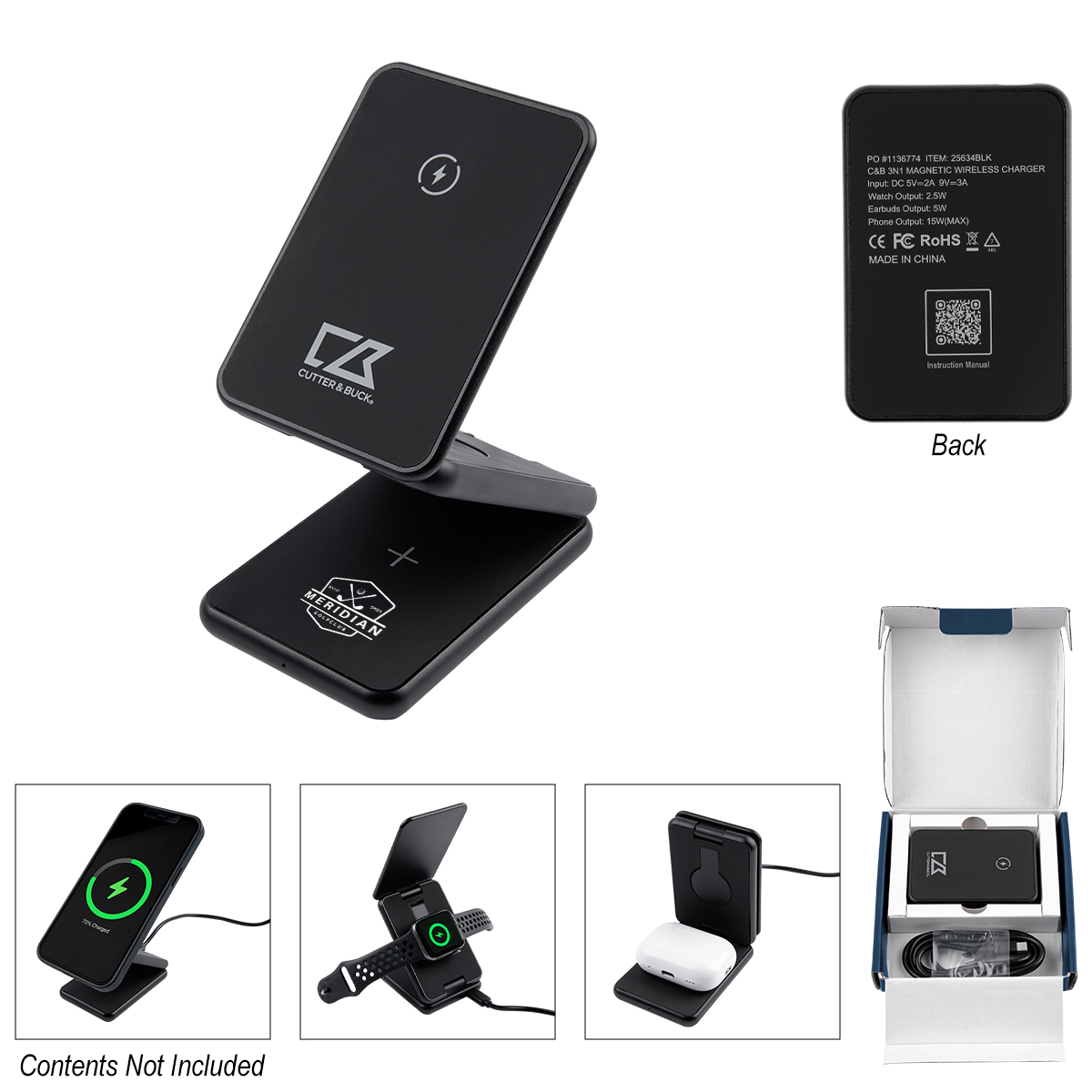 Picture of Cutter & Buck® 3-in-1 Magnetic Wireless Charger