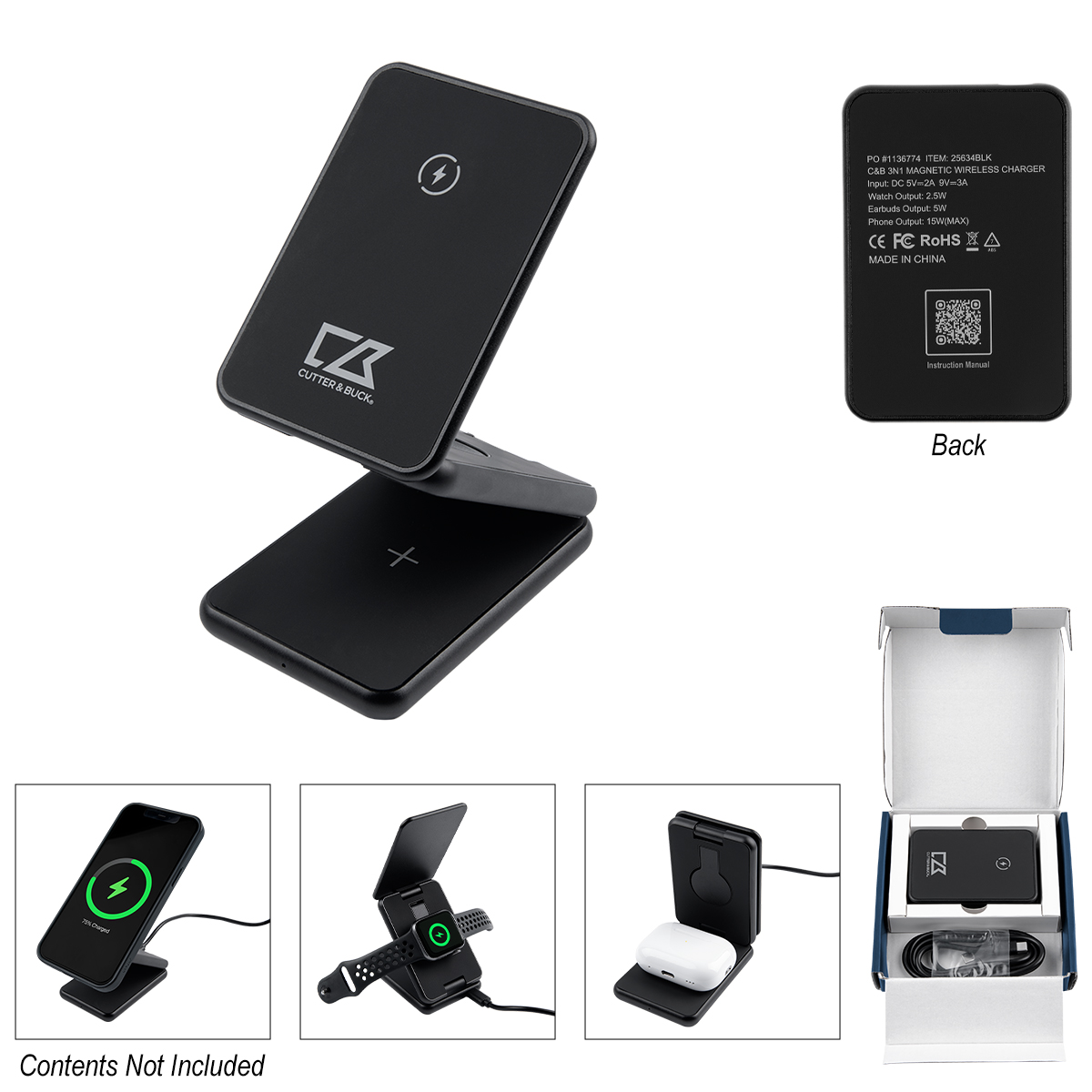 Picture of Cutter & Buck® 3-in-1 Magnetic Wireless Charger