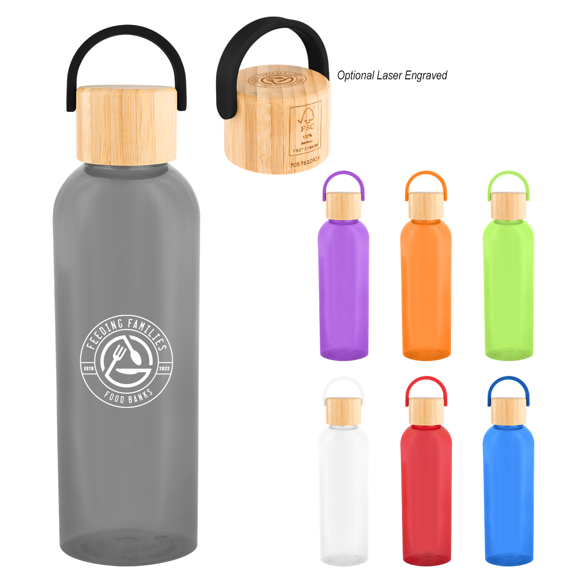 Picture of 20 Oz. Ally Rpet Bottle With Bamboo Lid And Easy Carry Handle