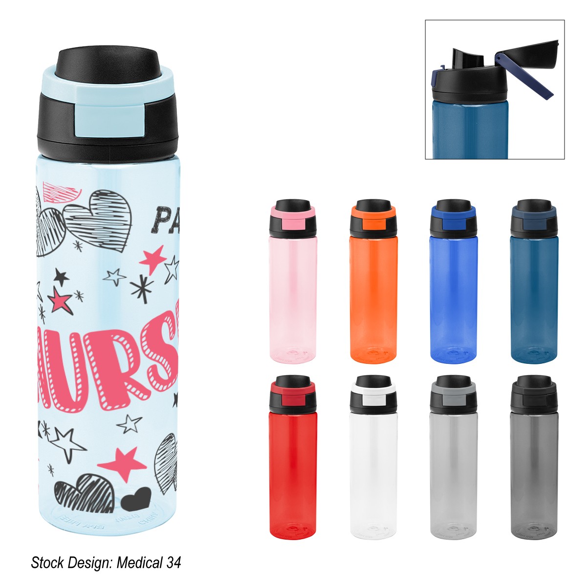 Picture of 24 Oz. Full Color Pop Sip Rpet Bottle