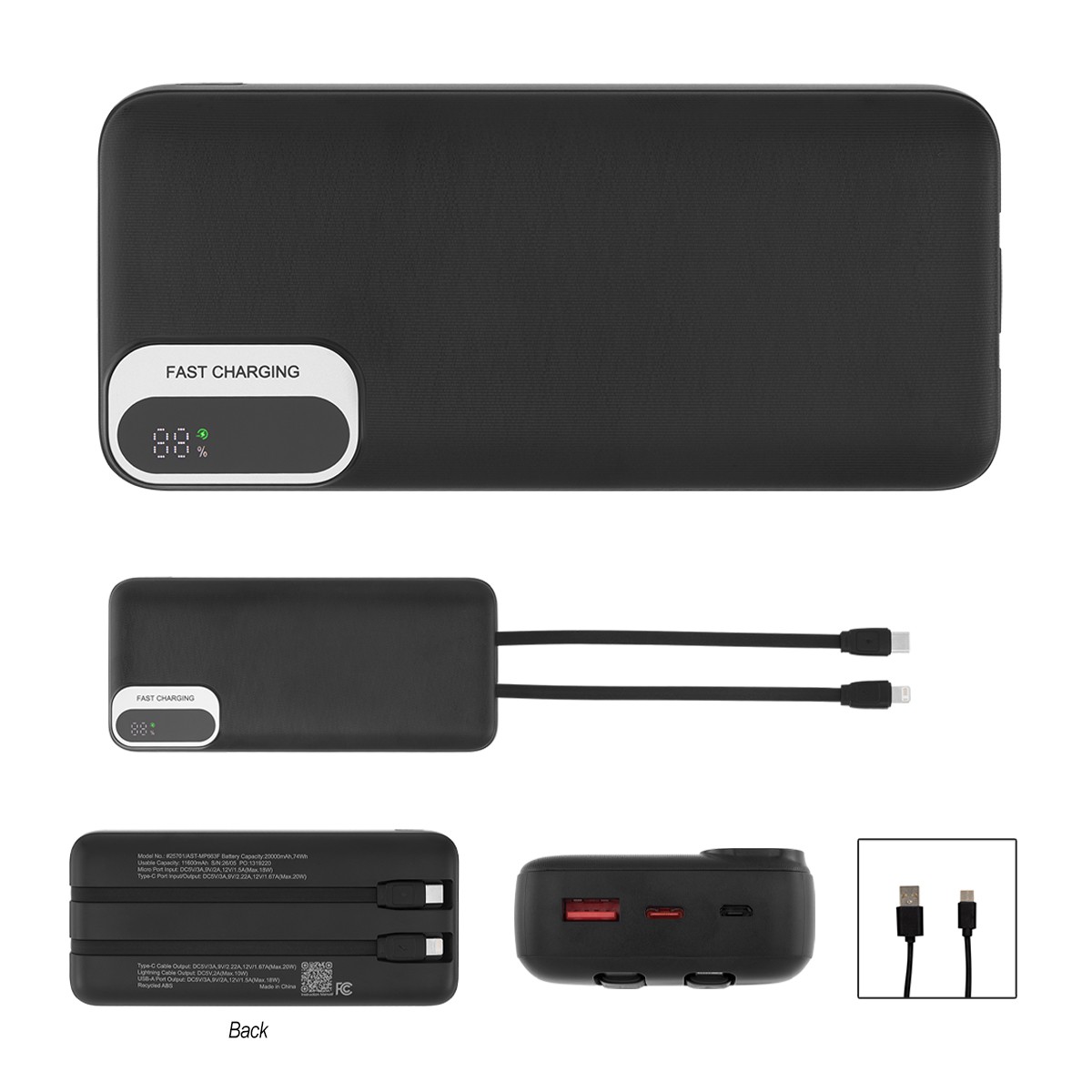 Picture of 20,000 Mah Rabs Power Bank With Built-in Cables