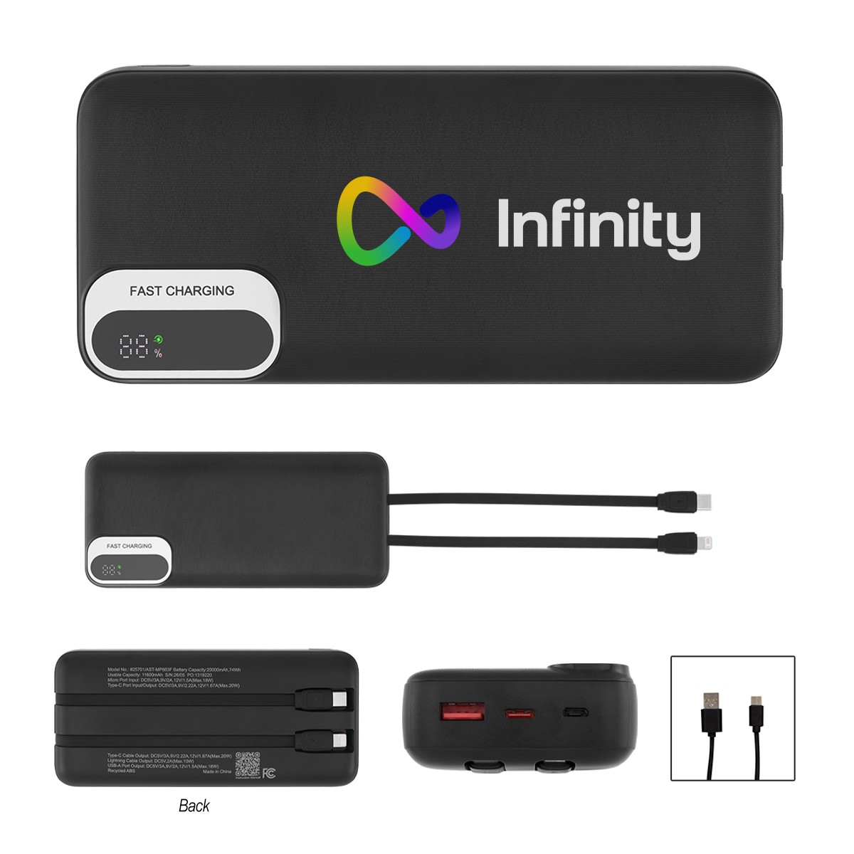 Picture of 20,000 Mah Rabs Power Bank With Built-in Cables