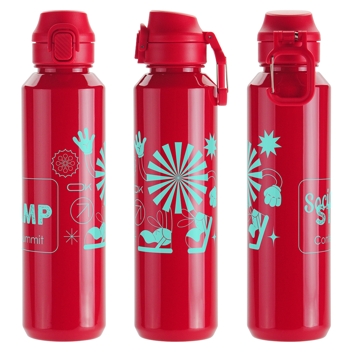 Picture of Switchback 27 oz RPET Bottle with Snap-Top Lid & Carabiner