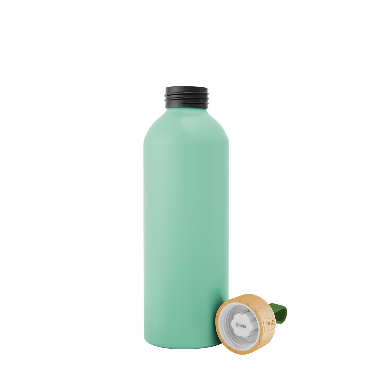 Picture of 25 Oz. Blaire Recycled Aluminum Bottle With Bamboo Lid And Carry Handle