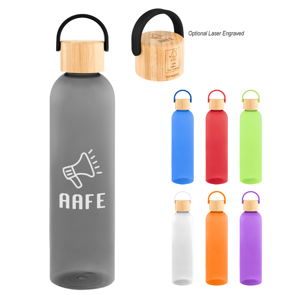 Picture of 32 Oz. Jeffrey Rpet Bottle With Bamboo Lid And Easy Carry Handle