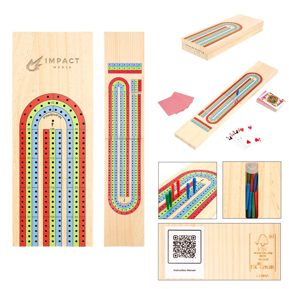 Picture of 3-track Travel Cribbage Game