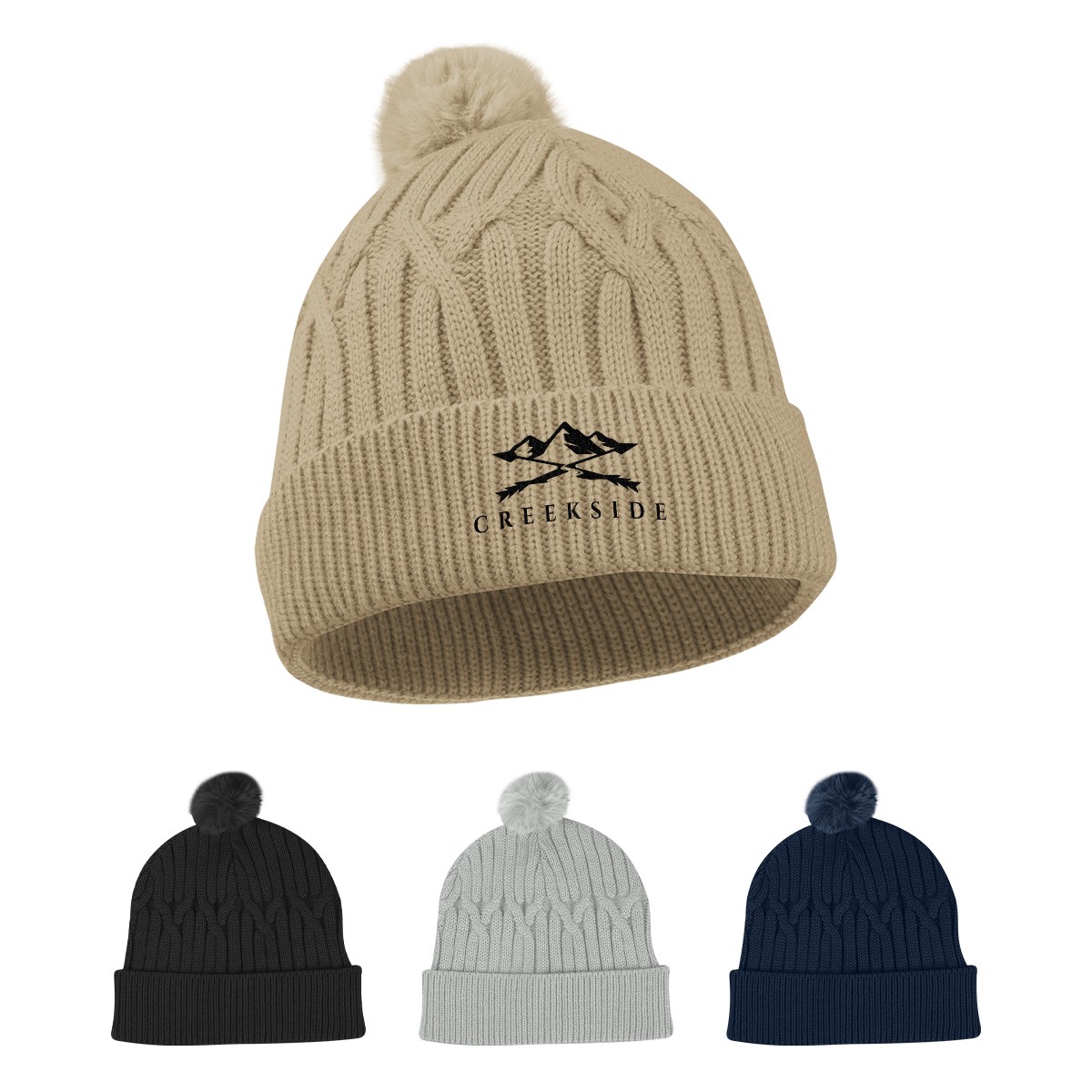 Picture of Courtney Cable Knit Rpet Pom Beanie