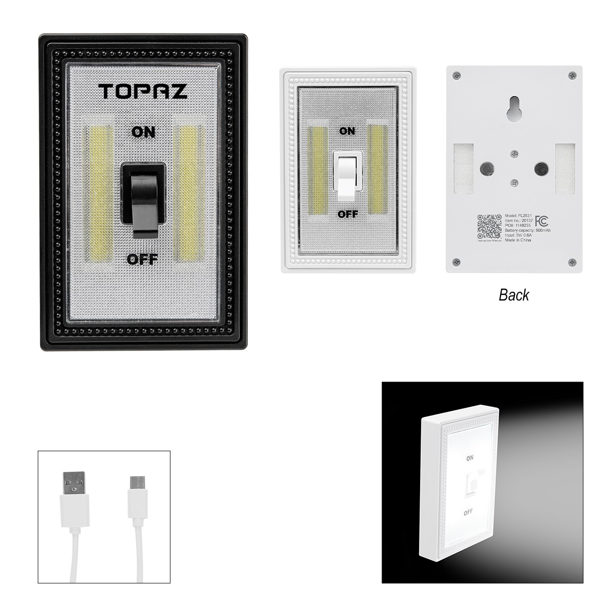 Picture of Rechargeable Cob Flip Switch Night Light