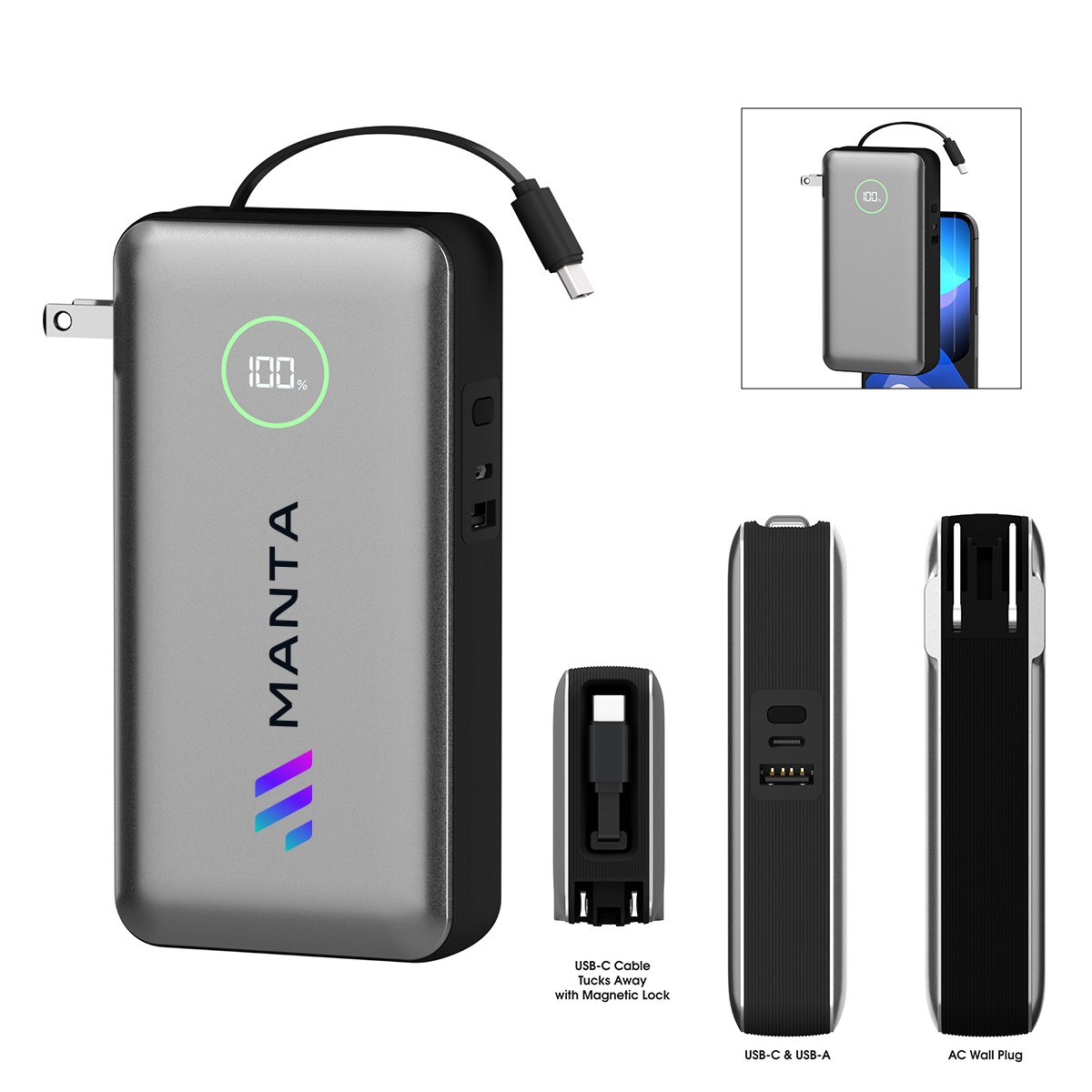 Picture of 20,000 Mah Phonesuit® Journey Ac All-in-one Portable Battery Pack & Wall Adpater