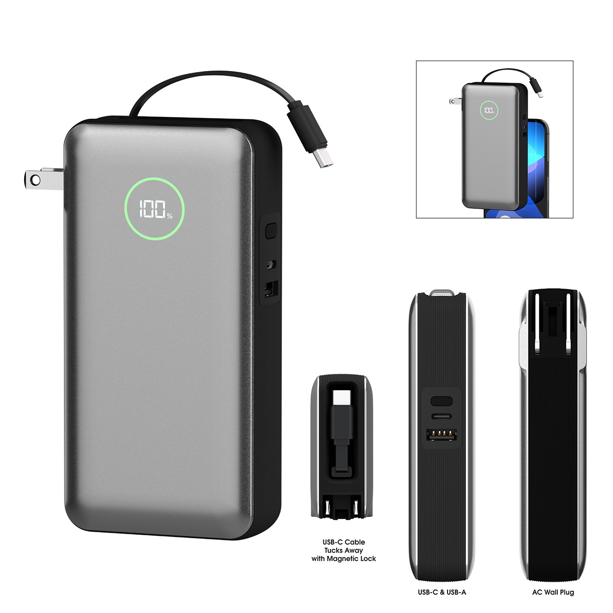 Picture of 20,000 Mah Phonesuit® Journey Ac All-in-one Portable Battery Pack & Wall Adpater