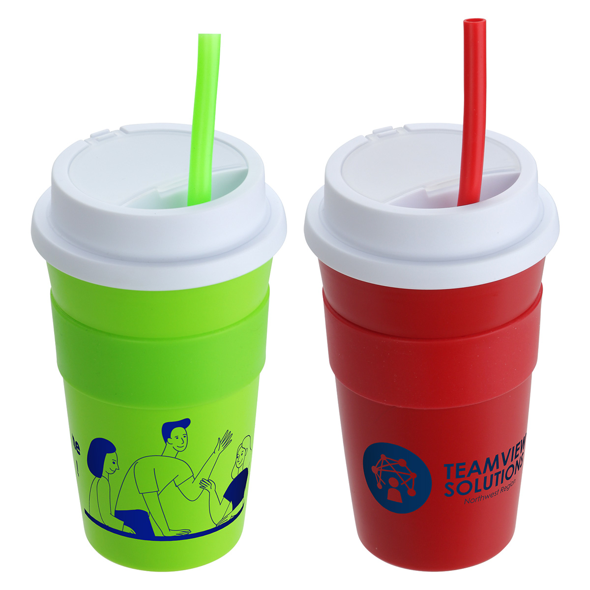 Picture of Bistro 14 oz Coffee Cup with Silicone Sleeve + Straw